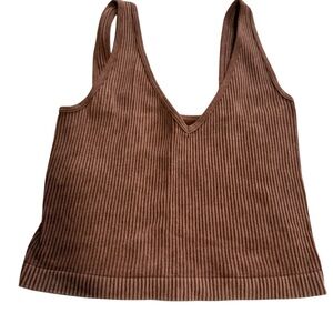 Aura Tan Ribbed Knit Top